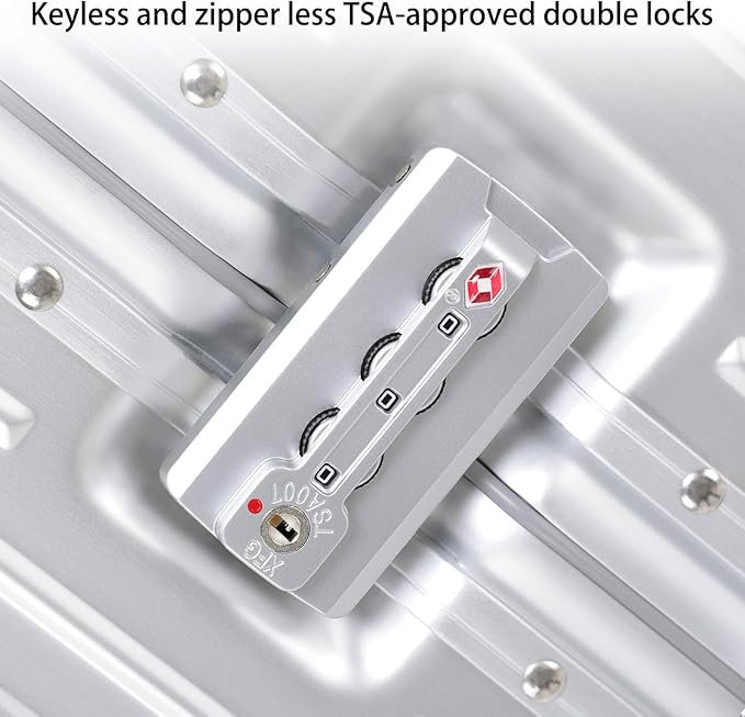 Metal All Aluminum Carry-on Luggage TSA Customs Lock Zipperless Silent Rotary Wheel Business Suitcase Aluminum Frame Set (dark green, 24 '')