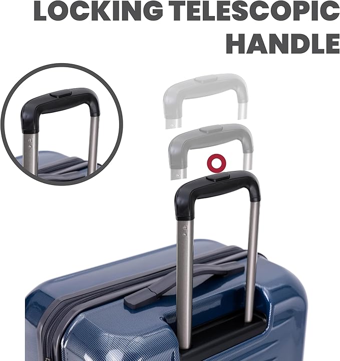 Spyder Rails 25 Inch Medium Expandable Hardside Upright Suitcase with 360° Spinner Wheels, TSA Approved Lock, Navy