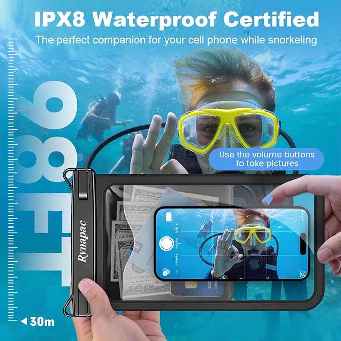 2 Pack Waterproof Phone Pouch - 10in Waterproof Phone Case with Lanyard, IPX8 Cell Phone Dry Bag Beach Cruise Ship Essentials for iPhone 16 15 14 Pro Max, Galaxy S25 S234 S23 Ultra