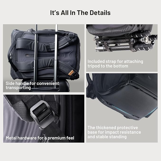 PGYTECH OneGo 2 Camera Backpack 25L with Laptop/iPad Compartment Waterproof Camera Backpack for Urban & Travel Photography Compatible with Sony/Canon/Nikon/DSLR Mirrorless Cameras, Matte Black