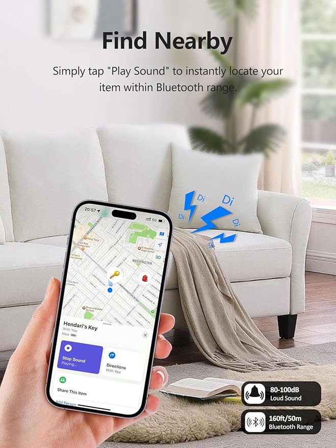Tracker Tags, Item Finder Work with Apple Find My (iOS Only), Tracking Device Locator Smart Tag for Luggage, Keys, Wallet, Bike, Pets, Bags (Blue, 1 Pack)