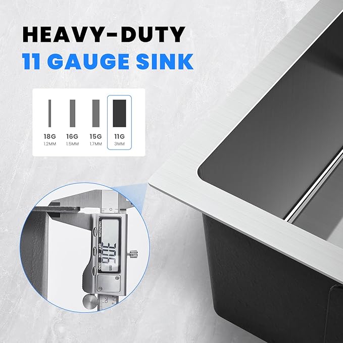 POPFLY 18 Inch Drop In Kitchen Sink, 304 Stainless Steel Top mount Handmade Single Bowl Kitchen Sink 9 Inches Deep Bar Prep Sink, Brushed Nickel（18×18×9）