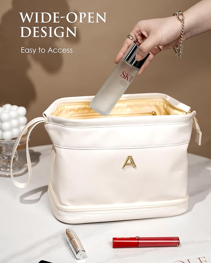 Gifts for Young Women-Appreciation Gifts, Makeup Bag for Women, Personalized Double Layer Cosmetic Bag with Makeup Brush Organizer, Travel Toiletry Bag Gift for Mom/Sister