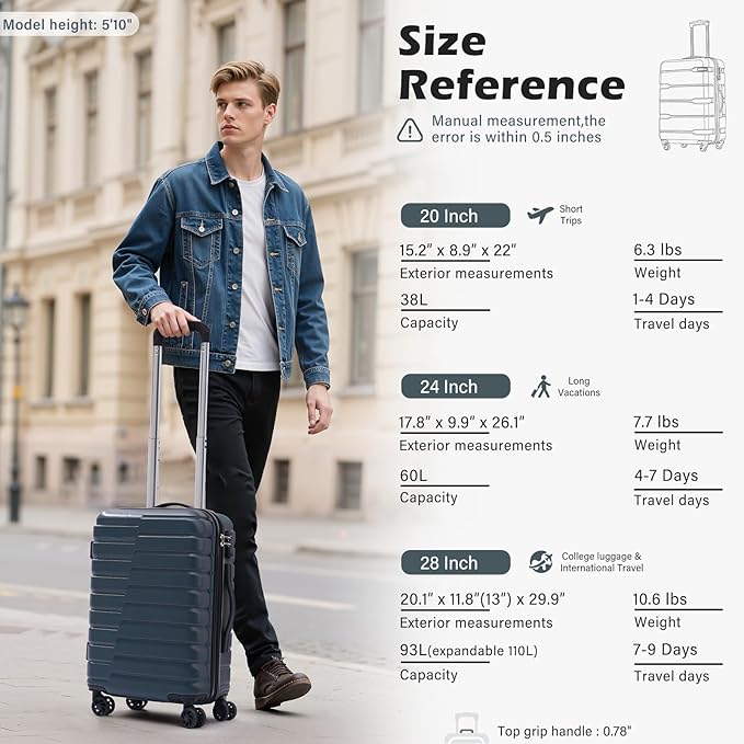 Coolife Carry On Luggage Airline Approved with Wheels Hard Shell Suitcase Spinner TSA Lock Telescopic Handle 20-inch,Silver