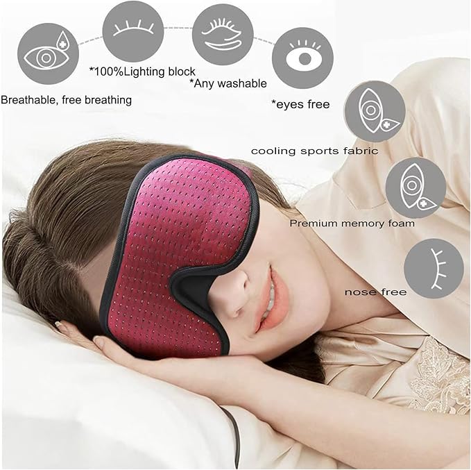 Sleep Mask for Men and Women 3D Contoured Eye Mask Patented Adjustable Light Blocking Night Mask for Sleeping (Blue)
