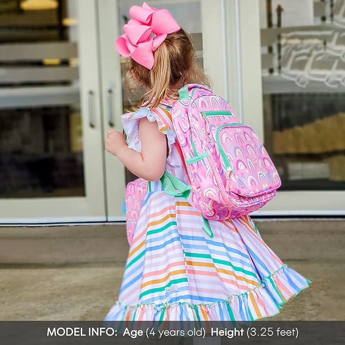 mibasies Toddler Backpack for Girls 2-4: Cute Kids Backpacks for Girls - Preschool Kindergarten Backpack - Rainbow Pink