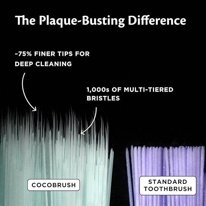 Cocofloss Cocobrush, Ultra-Soft Manual Toothbrush, Dentist-Designed, Gentle on Gums, Made from Recycled Plastic, Tickled Pink