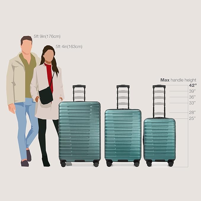 U.S. Traveler Boren Polycarbonate Hardside Rugged Travel Suitcase Luggage with 8 Spinner Wheels, Aluminum Handle, Teal, 2-Piece Set, USB Port in Carry-On