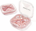 1 Pack Small Pink Pill Organizer, 4 Compartments, Compact Stylish Cute Travel Camping Pill Box Daily Medicine Pill Case, Portable and Moistureproof to Store Vitamins, Medication and Supplements