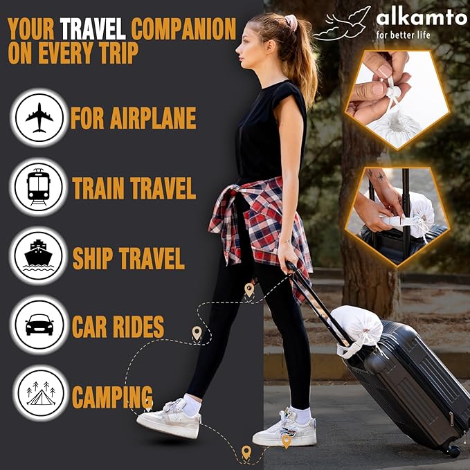 Travel & Camping Comfortable Memory Foam Pillow – Easy to Carry Portable Bag – Temperature Regulating Pillow Case (Pink + Extra Cover)