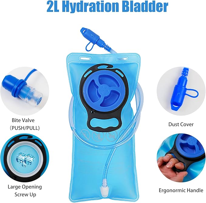 Zavothy Hydration Backpack with 2L Hydration Bladder Water Backpack for Hiking Hydration Pack for Running Cycling Hiking