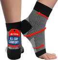 KEMFORD Ankle Compression Sleeve - Plantar Fasciitis Braces - Open Toe Compression Socks for Swelling, Sprain, Neuropathy, Foot Arch Support for Men and Women - 20-30mmhg, L, Black and White