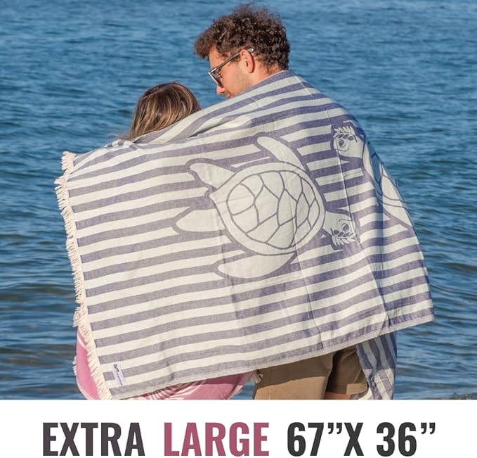 Turkish Beach Towel - 100% Organic Cotton - Soft, Quick-Dry, Sand Proof, Prewashed - Lightweight & Oversized for Beach, Pool, Yoga, Bath, Travel, Gym, Throw - Amethyst (Purple)