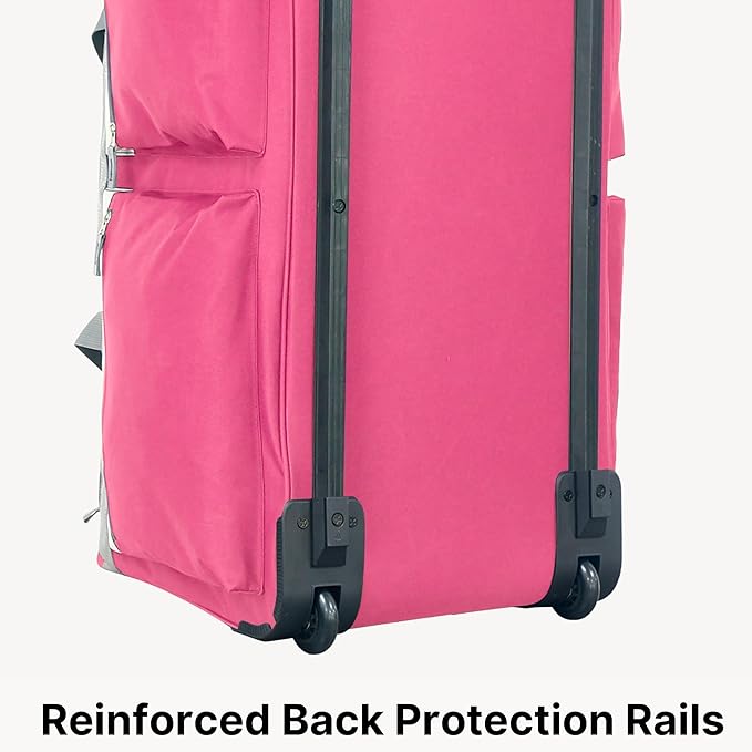 Olympia U.S.A. 22 inch Carry On 8 Pockets Wheeled Rolling Duffel Bag Water Resistant Luggage Lightweight Travel Suitcase with Retractable Handle