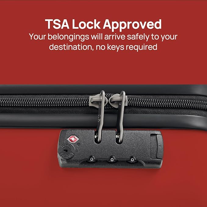 Carry on Luggage 22 X 14 X 9 Airline Approved, 20 Inch Luggage for 3-5 Days Travel, Double Spinner Wheels, 100% Hardshell PC, TSA Lock (06-Raspberry (Basic), Carry-On 20-Inch)