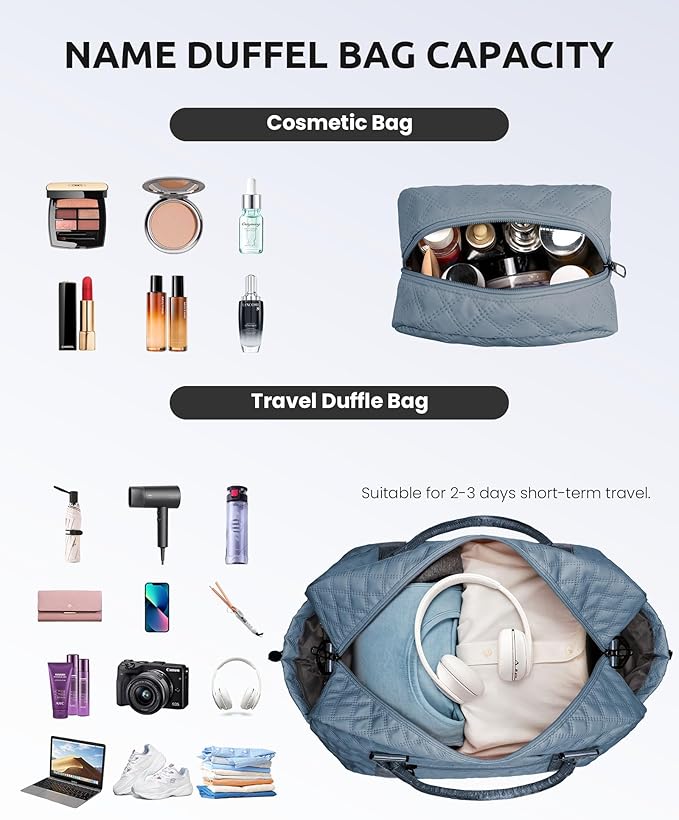 Personalized Weekender Duffle for Women With Shoulder Strap, Wet Pocket, Makeup Bag - Overnight Travel Gift for Friend Sister (Letter Y)