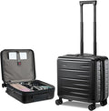16 Inch Carry On Luggage Airline Approved, Expandable Lightweight ABS+PC Hard Shell Suitcases with 360° Spinner Wheels, TSA Lock, YKK Zippers (Black)
