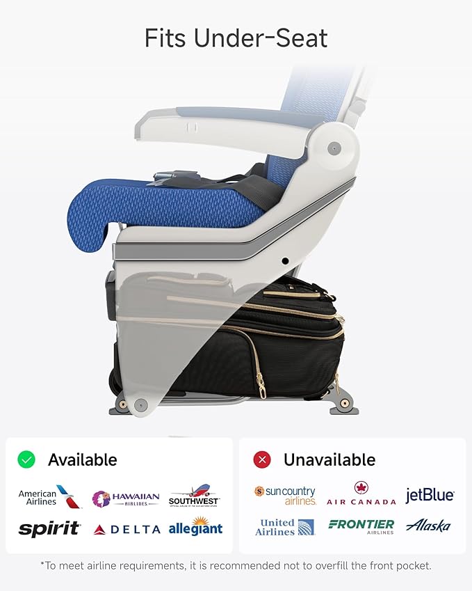 LUGGEX Underseat Carry On Luggage with Wheels, Stylish Lightweight Under Seat Luggage, Soft Sided Personal Item Suitcase for Short Trip (Blue, 16 Inch)