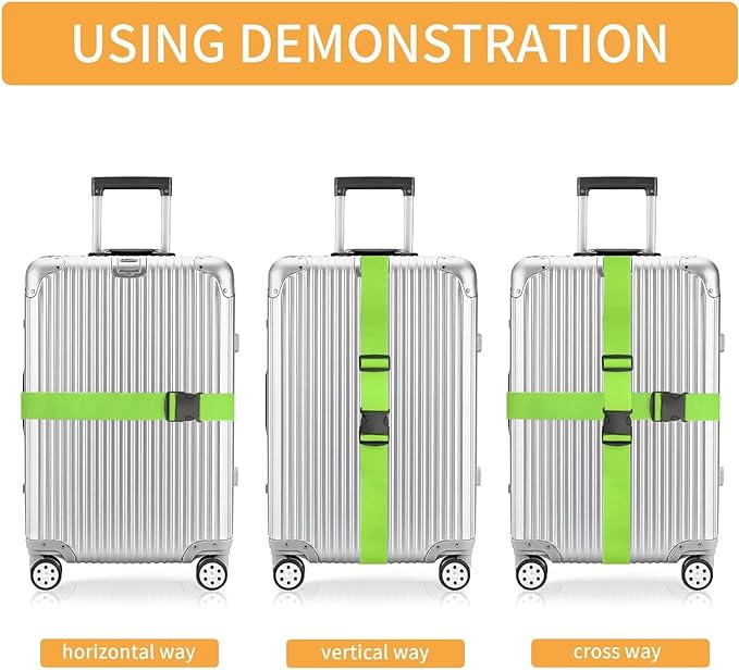 BILIONE 4 Pack Luggage Straps 79" Long Belts Keep Suitcase Secure While Traveling, TSA Approved Add a Bag Premium Accessory for Travel Bag Closure (2PCS Blue + 2PCS Rose Pink)