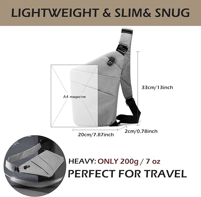 Anti Theft Crossbody Bags for Women Men, Multi-Pocket Shoulder Bag, Slim Sling Purse with 2 RFID Blocking Card (Right Shoulder-Viola)