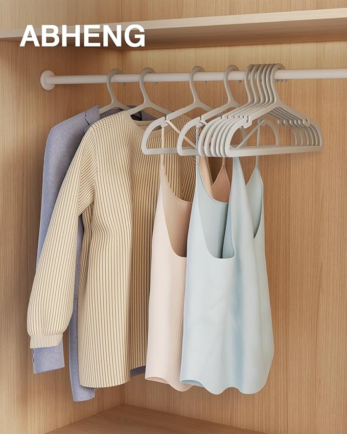 80 Pack Clothes Hangers, Non Slip Plastic Coat Hangers, Space Saving, Heavy Duty, Hanging Dry Wet Clothes, 16.4" x 8.3", Gray, APY0580G