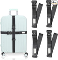 Vigorport Luggage Straps for Suitcases TSA Approved Suitcase Belt, Stretchable Travel Strap for Luggage, Heavy Duty Metal Buckle Luggage Belt Strap 72" Long (4PK)