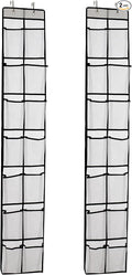 Over The Door Shoe Organizer, 14 Large Mesh Pockets Hanging Shoe Rack for Closet Organizers and Storage, White, 2-pack (white)