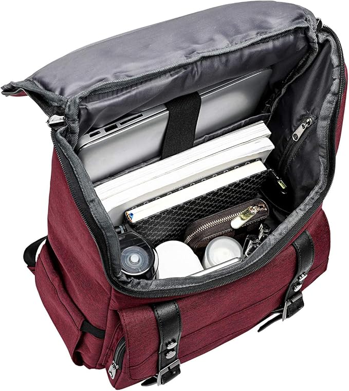 YALUNDISI Vintage Backpack Travel Laptop Backpack with usb Charging Port for Women & Men College Backpack Fits 15.6 Inch Laptop Red