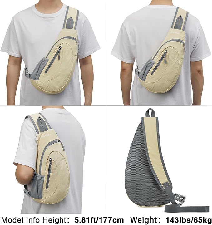 G4Free Sling Bag for Men Women, Small Crossbody Backpack Lightweight Chest Shoulder Bags for Travel, Outdoor and Sports (Yellow)