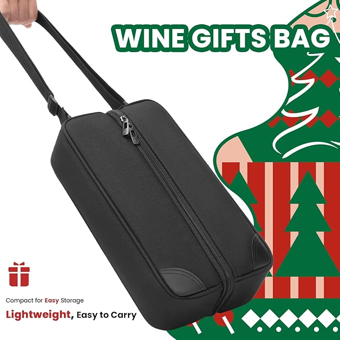 ALLCAMP Wine tote Bag with Cooler Compartment, Picnic Set Carrying Two sets of tableware