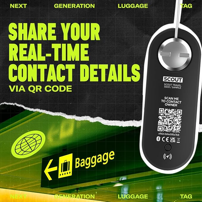 Knog Scout iOS Smart Tag, Tracker & 85d Alarm – Rechargeable Luggage Tag Compatible with iOS App & Apple Find My, Digital Contact Info, Remote Chime, Low Battery Alerts, Water-Resistant, Blue