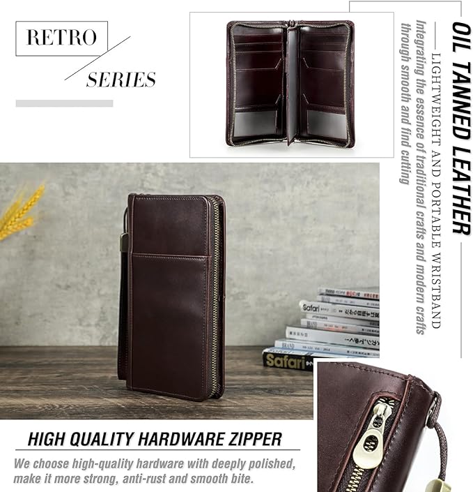 Top Grain Leather Customizable Travel Passport Wallet Holder for Man & Woman, Handmade for 4 Passports & Multi Cards, RFID Blocking Large Capacity for Cards/Passports/Tickets