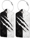 Black Against White Pattern Luggage Tags for Suitcases, Cool Scratches Bag Tags Private Name ID Labels for Travel Baggage Suitcase Lunch Box, Cruise Ships