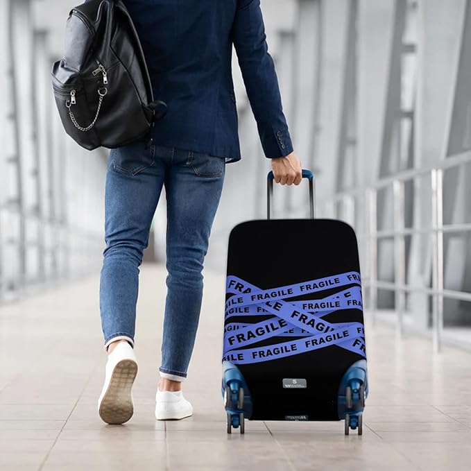 HYPER VENTURE Washable Luggage Cover - Fashion Suitcase Protector Fits 23-26 Inch Luggage (Fragile, M)