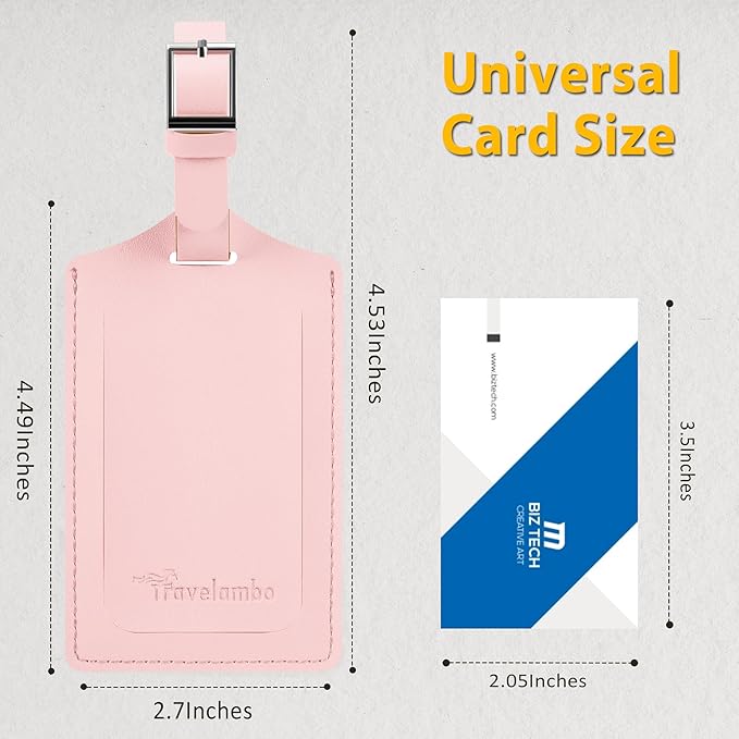 Travelambo Luggage Tags for Suitcases PU Leather Travel Tags Bag Tags Privacy Protection Travel Essentials
