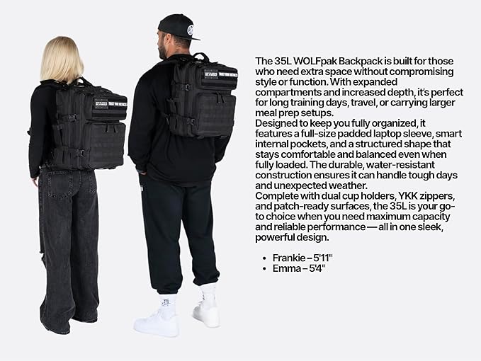 WOLFpak 35L Backpack (NightShade Edition) The Original Backpack. Tactical Bags For The Gym and Travel Bag.