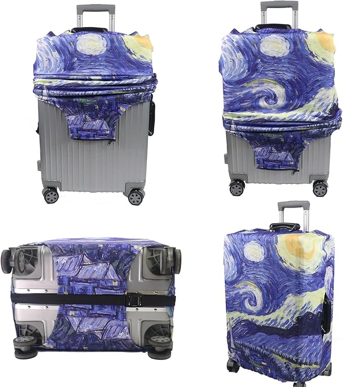 MosaiRudo Thicker Luggage Cover Elastic Suitcase Cover Protector Fits 18-32 Inch Suitcase Travel Accessories (Starry Sky, XL)