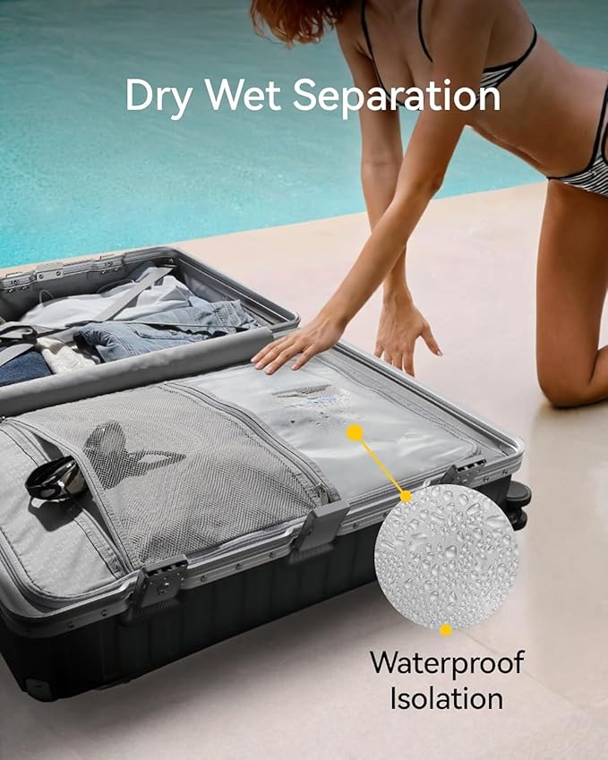LUGGEX Checked Luggage with Spinner Wheels, 24 Inch Aluminum Frame Zipperless Polycarbonate Hard Shell Suitcase, Charcoal Metallic
