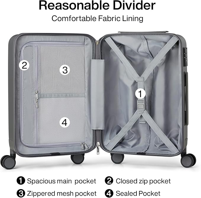 Hanke 28 Inch Luggage with Spinner Wheels Large Travel Suitcase Tsa Hard Case Luggage for Women Men Rolling Checked Luggages(Graphite Grey)