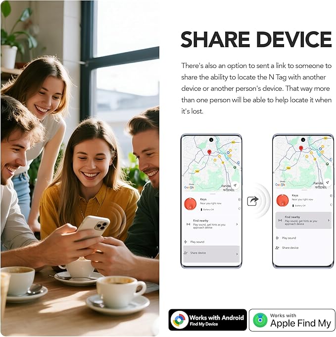 FindTag Duo - Dual System Tracker for iOS or Android, Bluetooth Tracking Tag/Key Finder/Luggage Tracker/Item Locator, Compatible with iOS Find My or Google Find Hub App (Red)
