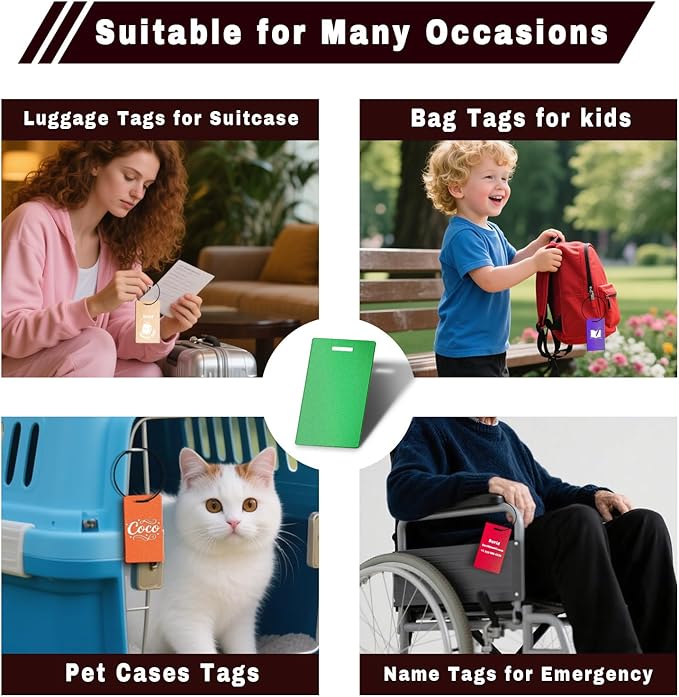 4 pcs Personalized Luggage Tags for Travel Durable Aluminium Luggage Tags for Suitcases Custom Bag Tags for Backpacks Heavy Duty Personalized Baggage Tags for Birthday Gifts(Small,Black)