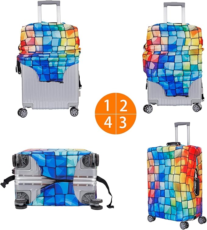MosaiRudo Travel Luggage Covers For Suitcase Tsa Approved,Suitcase Cover Protector Fit 18-32 Inch Luggage Travel Accessories (T2452, XL)