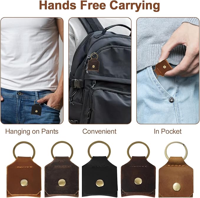 Jack&Chris Genuine Leather SD Card Holder Keychain, Anti-Shock Anti-Dust SD Card Case, Portable Camera Accessories for SD CF CFexpress Micro SD Nano SIM and Micro SIM Cards, Black 2 Packs