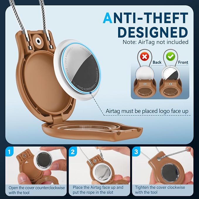 Waterproof Airtag Holder,4 Pack Airtag Case with Secure Lock,Airtags Keychain for Apple Air tag,Anti-Lost Protective Case Air tags Accessories for GPS Tracker Luggage,Key,Pet-Black/Black/Brown/Brown