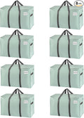VENO 8 Pack Moving Bags, Heavy Duty, Moving Boxes Alternative, Packing Storage Supplies for Dorm Room Essentials with Zipper for Clothes, Extra Large Totes for Packaging (Shiny Light Green, 8 Pack)