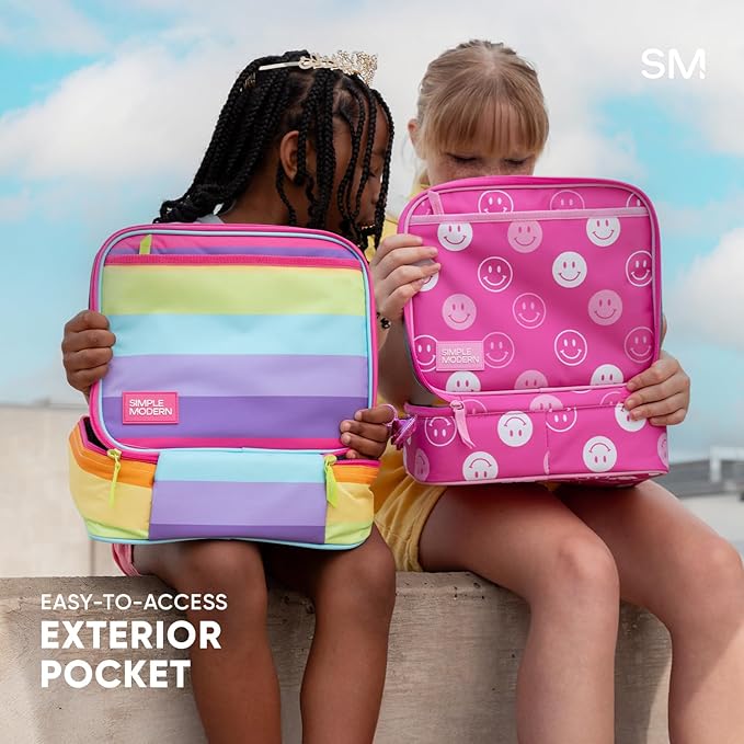 Simple Modern Kids Lunch Box for School | Reusable Insulated Lunch Bag for Toddler, Girl, and Boy | Meal Containers with Exterior & Interior Pockets | Hadley Collection | Monster Truck Rally