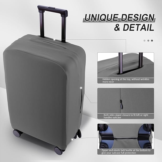 Travel Luggage Cover Suitcase Protector Scratch-Resistant Fit 19-31 Inch Suitcase, Not Included Suitcase (Slate Gray, L(26-27 inch))