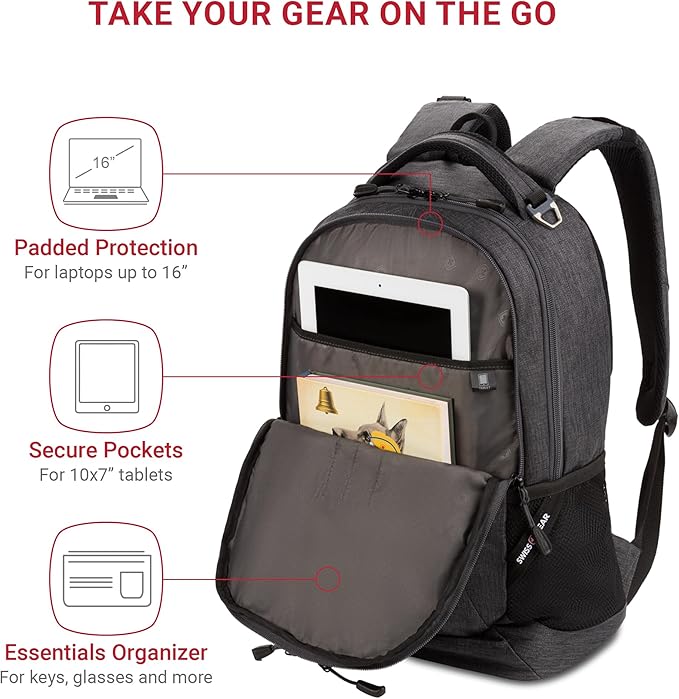 SwissGear Cecil 5505 Laptop Backpack, Charcoal, 18-Inch