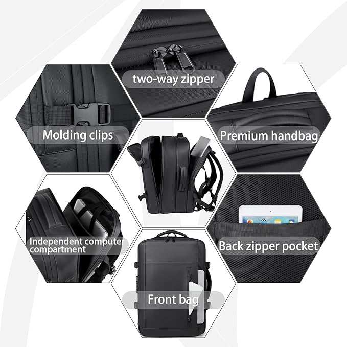Vacuum-sealed travel computer backpack, Water-Resistant, With vacuum pump, Multiple Compartments, Anti-theft combination lock (Green)