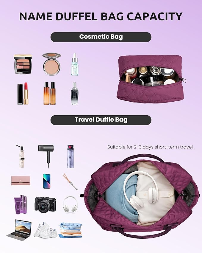Birthday Gifts for 4 5 6 7 8 9 10 11 12 13 Year Old Girls-Initial Travel Bag with Shoe Compartment, Weekender Bag, Overnight Bag for Women, Letter Travel Bag with Makeup Bag (Letter W)